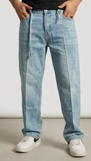 Men’s Light Blue Baggy Fit Jeans – Premium Loose Fit Denim Pants